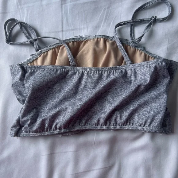 Kortni Jeane Heather Grey Oversized Ruffle Swim Top - Picture 2 of 3